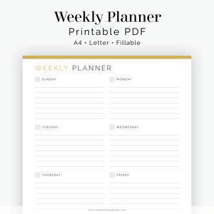 Weekly Planner v3 - Fillable - Printable PDF - Time Management, Productivity Planner - Business Planner - Instant Download