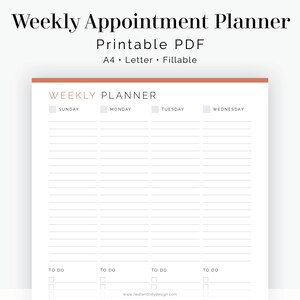 Weekly Appointment Planner Fillable Printable PDF Time Management, Productivity Planner Business Planner Instant Download image 1