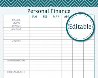 expense log fillable instant download finance printable etsy