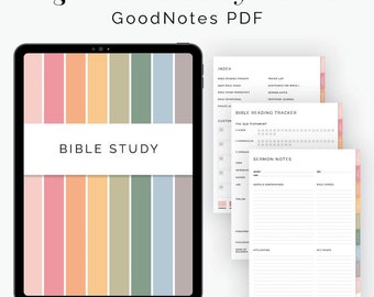 Digital Bible Study Planner for GoodNotes (Rainbow) (Portrait) - Hyperlinked Digital Colourful Bible Study - Instant Download