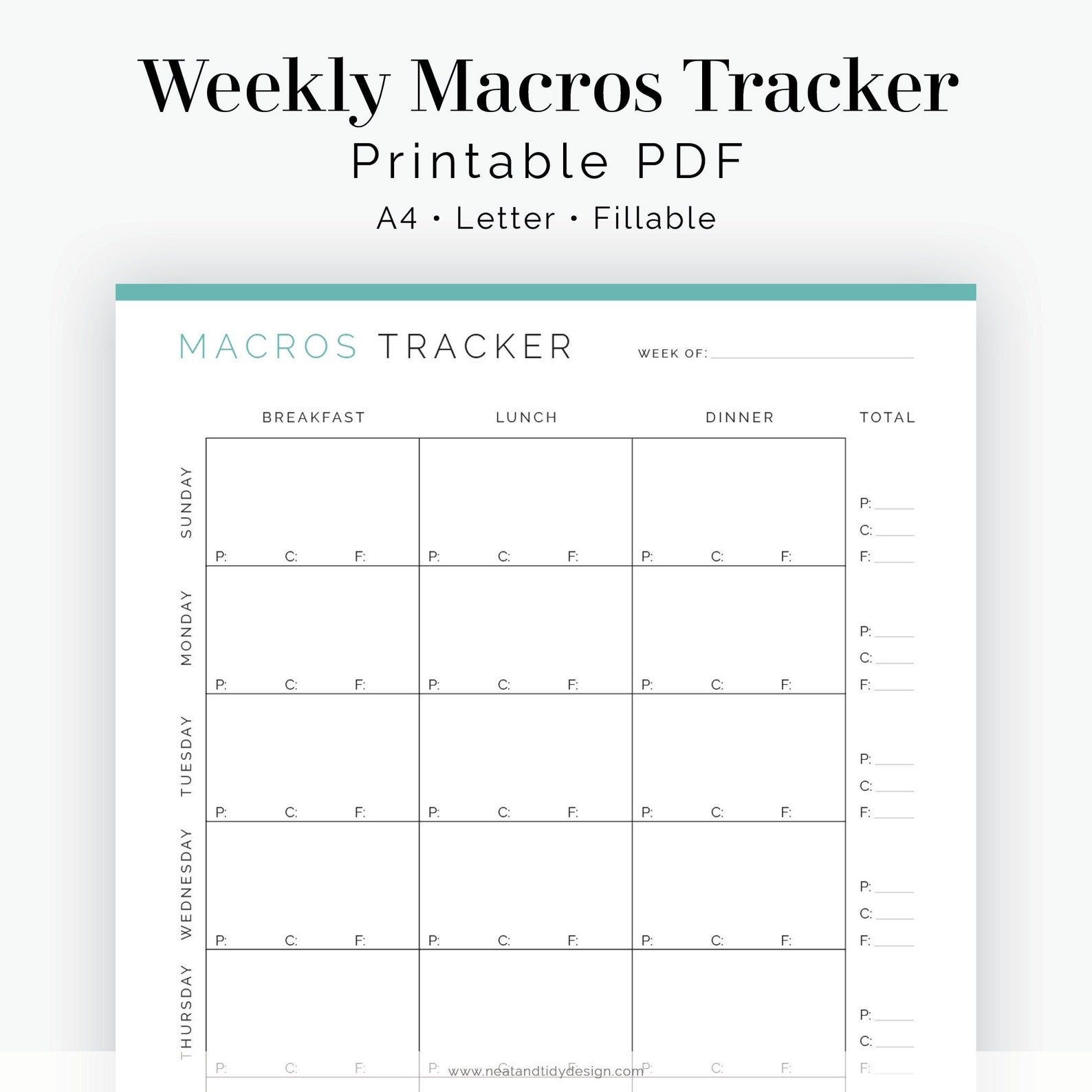 Weekly Macros Tracker Fillable Printable PDF Weekly Food Log Health ...