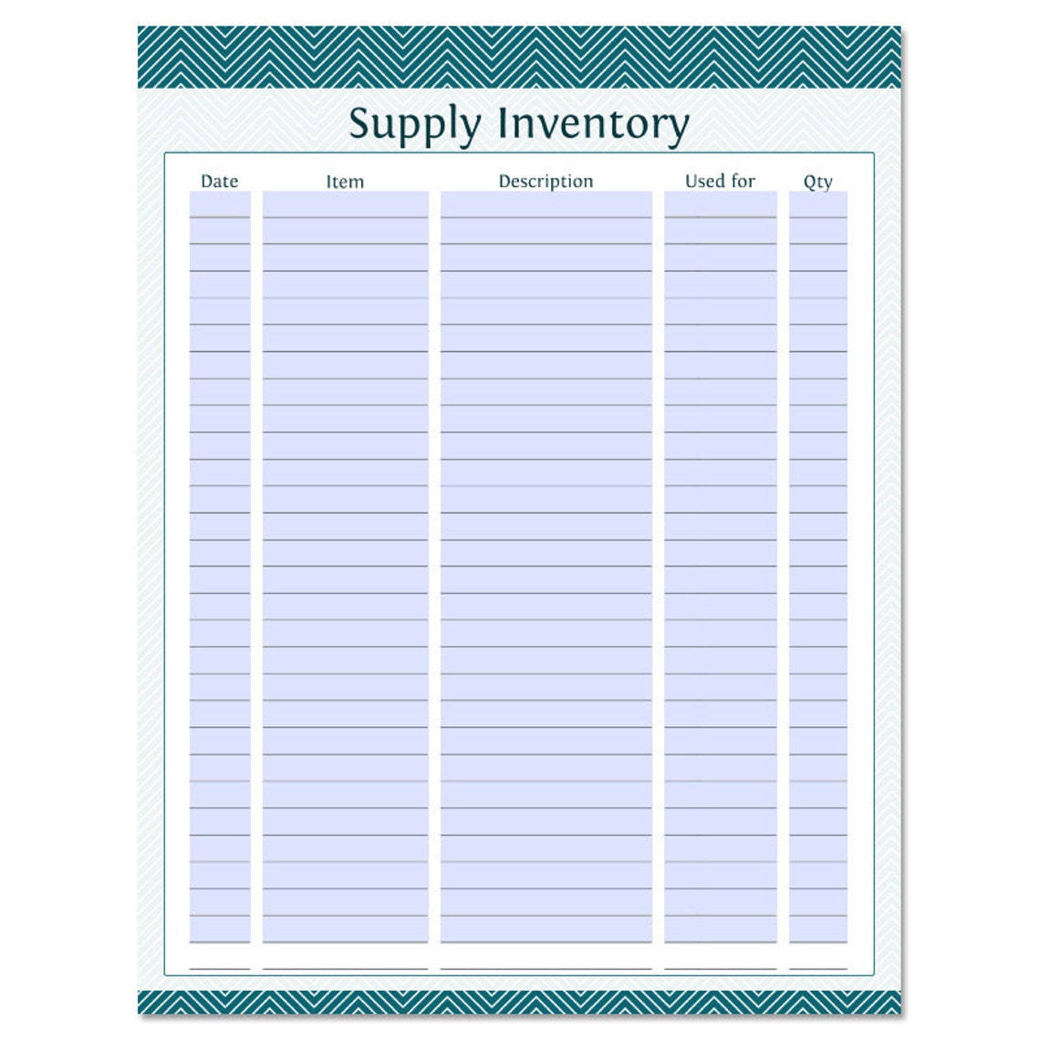 Supply Inventory - Fillable - Business Planner Chevron - Printable Organizational PDF - Instant ...