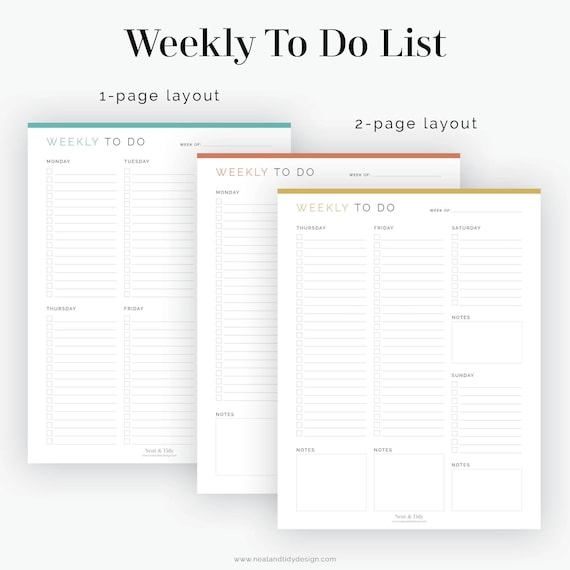 Weekly To Do List - Neat and Tidy Design