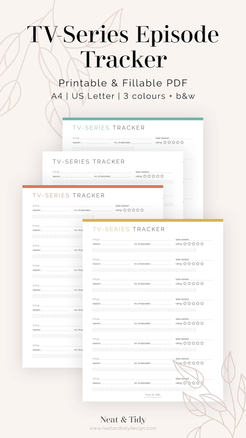 TV Show Episode Tracker: Fillable PDF Series Watching Journal (instant ...