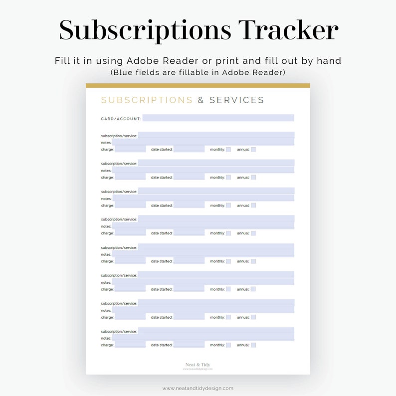 Sample Notes For Subscription Box Subscriptions & Services Tracker (2 Layouts) - Fillable - Printable PDF ...