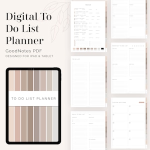 Digital To Do List Planner for GoodNotes (Neutral) - Hyperlinked Digital Productivity Planner, Task Management - Instant Download
