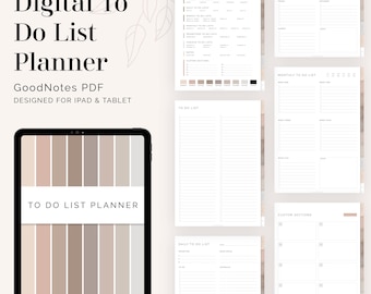 Digitaler To Do Listen Planer für GoodNotes & Notability, Neutrale Aufgabenliste und Produktivität PDF (Instant Download)