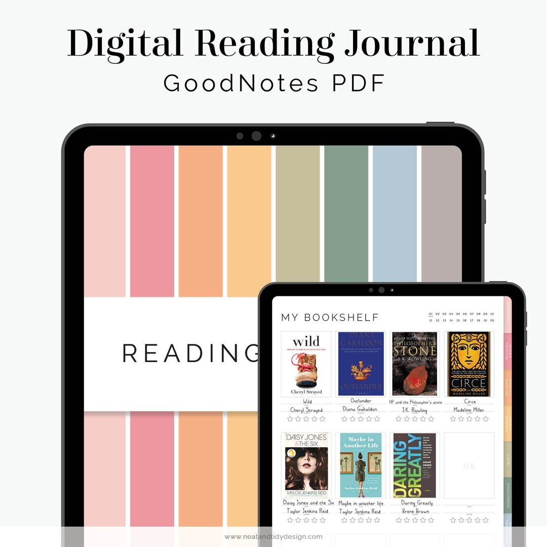 Digital Reading Journal for Goodnotes Hyperlinked Digital Book Planner