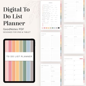 Digital To Do List Planner for GoodNotes (Rainbow) - Hyperlinked Digital Productivity Planner, Task Management - Instant Download