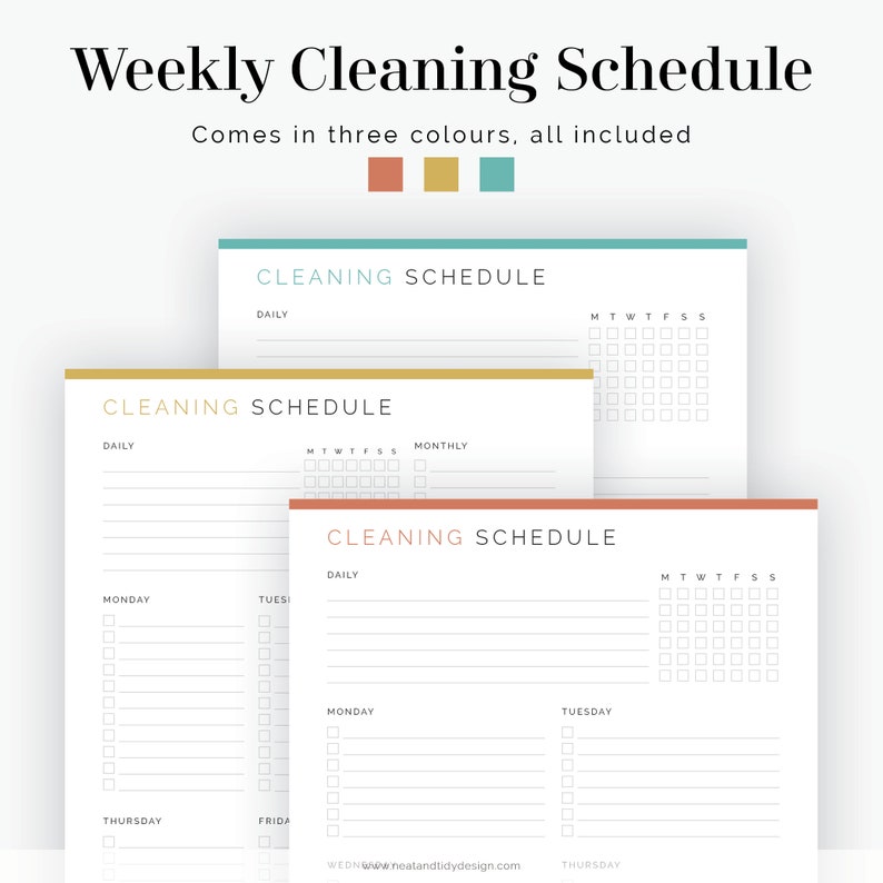 Weekly Cleaning Schedule Fillable Printable PDF - Etsy