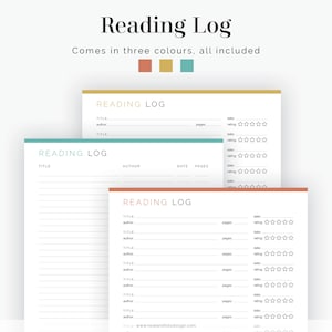 Reading Log, Books Read Log (2 Layouts) - Fillable - Printable PDF ...