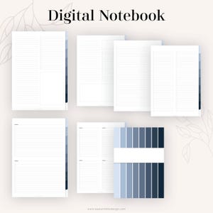 Blå digital anteckningsbok med flikar för GoodNotes (stående) | Hyperlänkade flikar (8 flikar) | Blå digital flexibel journal | Direktnedladdning bild 5