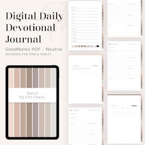 Digital Daily Devotional Journal for GoodNotes Neutral (Portrait) - Hyperlinked Tabs - Faith Planner, Prayer Journal - Instant Download