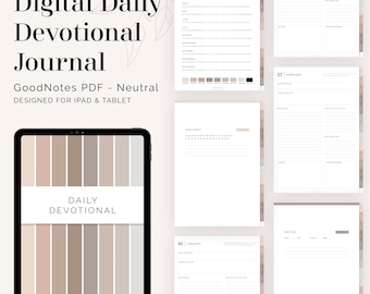 Digitales tägliches Devotionalien Tagebuch für GoodNotes Neutral (Hochformat) - Verknüpfte Tabs - Faith Planer, Gebetstagebuch - Instant Download