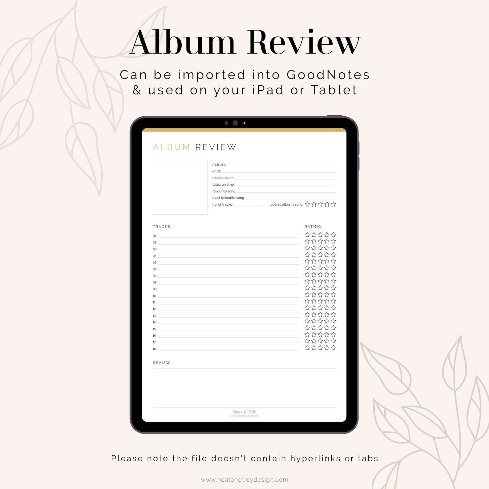 Music Album Review Fillable, Printable PDF Album Rating Template
