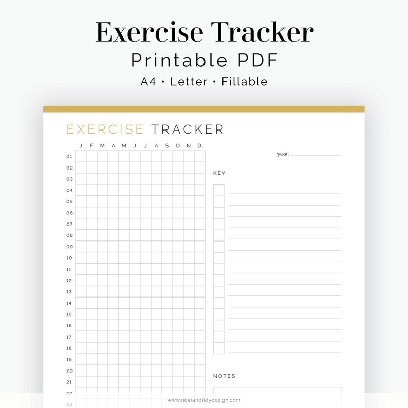 Yearly Exercise Tracker Fillable Printable PDF Fitness Etsy