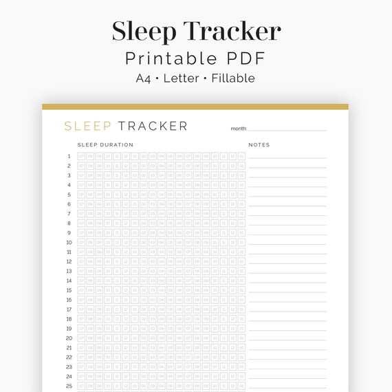 Sleep Tracker Fillable Sleep Log Monthly Sleep Tracking Etsy