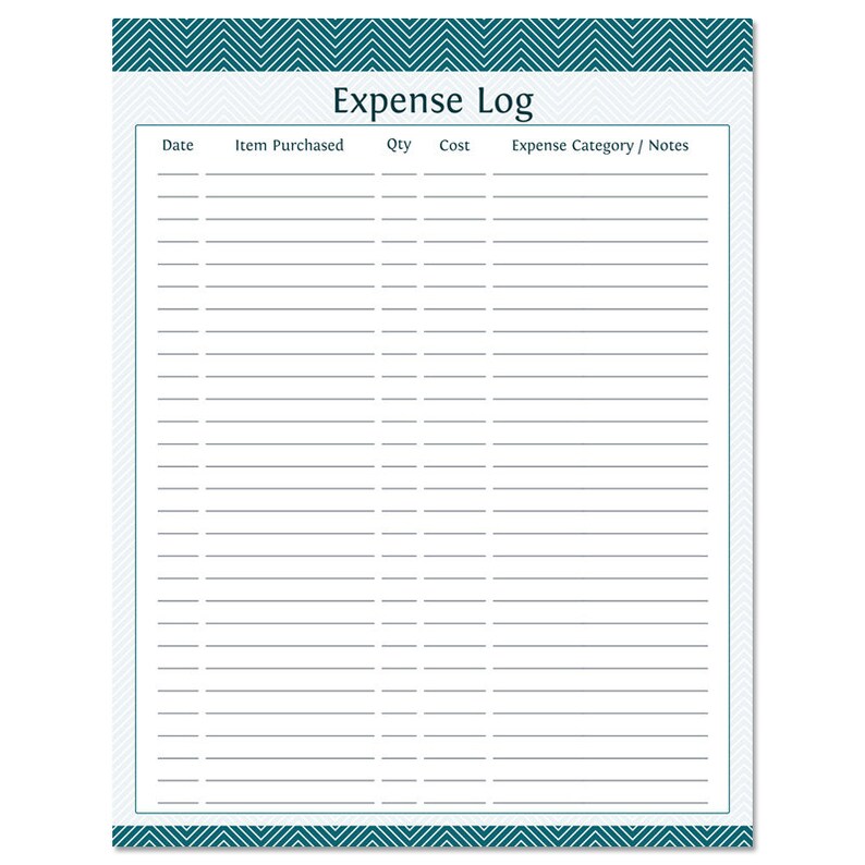 Expense Log Fillable Instant Download Finance Printable PDF Download