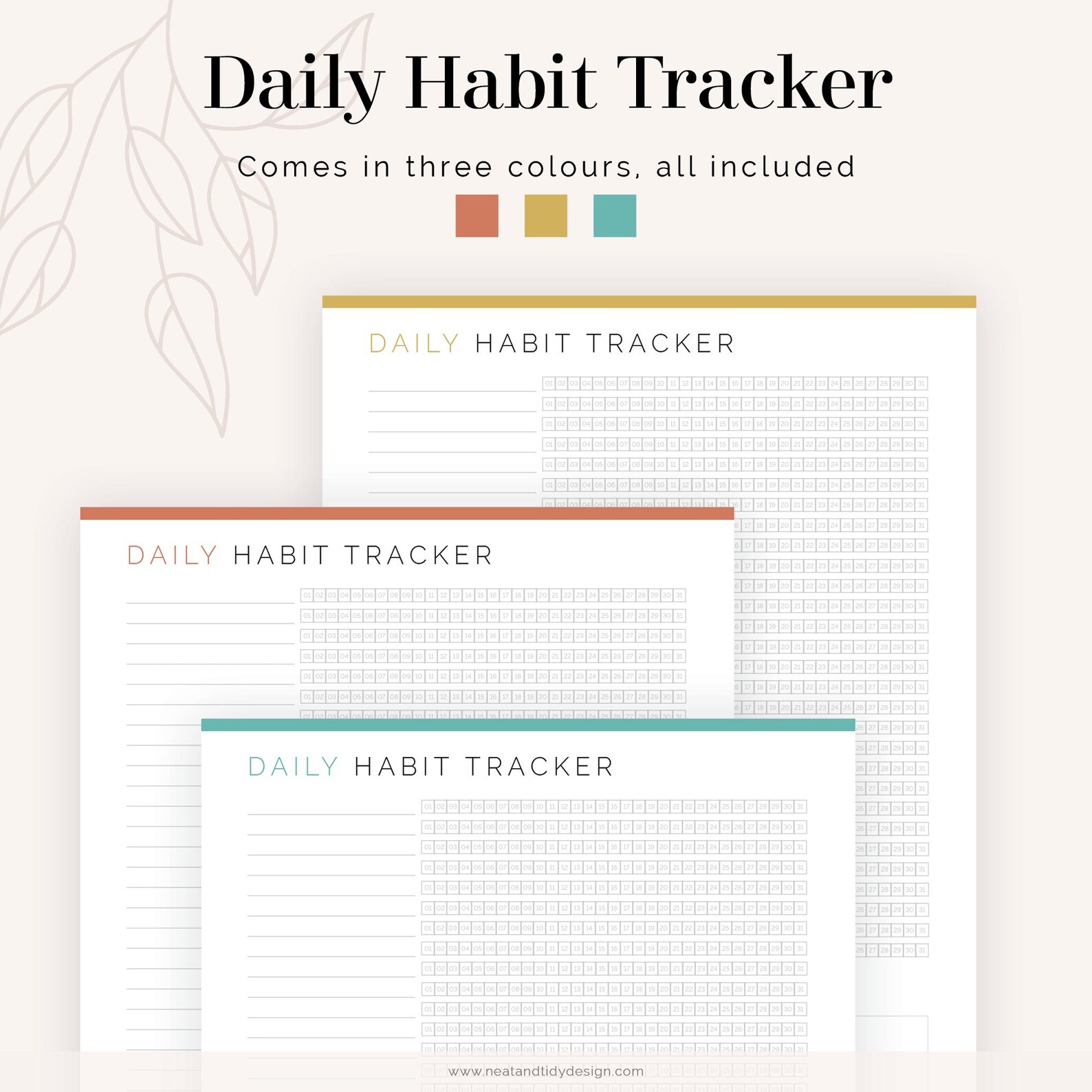 Daily Habit Tracker - Fillable - Printable PDF - Journaling, New Year ...