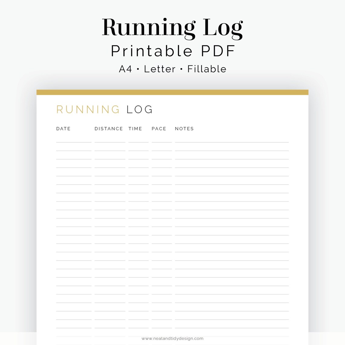 Running Log Fillable Printable PDF Fitness Tracker Etsy Canada