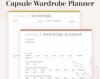 Capsule Wardrobe Planner Template | Fillable, Printable PDF | Fashion Planner, Clothing Planner, Outfit Planner | Instant Download