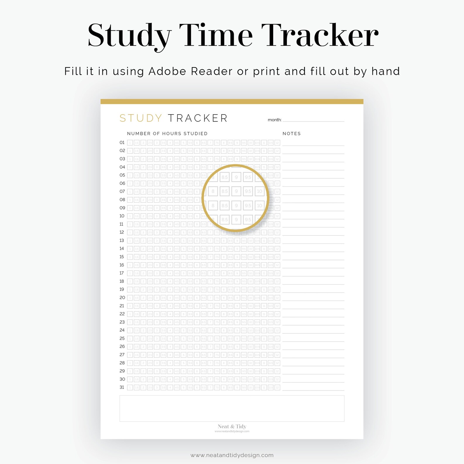 Study Time Tracker Fillable Printable PDF Student Planner, High School ...