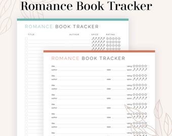 Romance Book Tracker | Reading Log for Romance Novels, Book List PDF, TBR Tracker | Fillable, Printable PDF | Instant Download