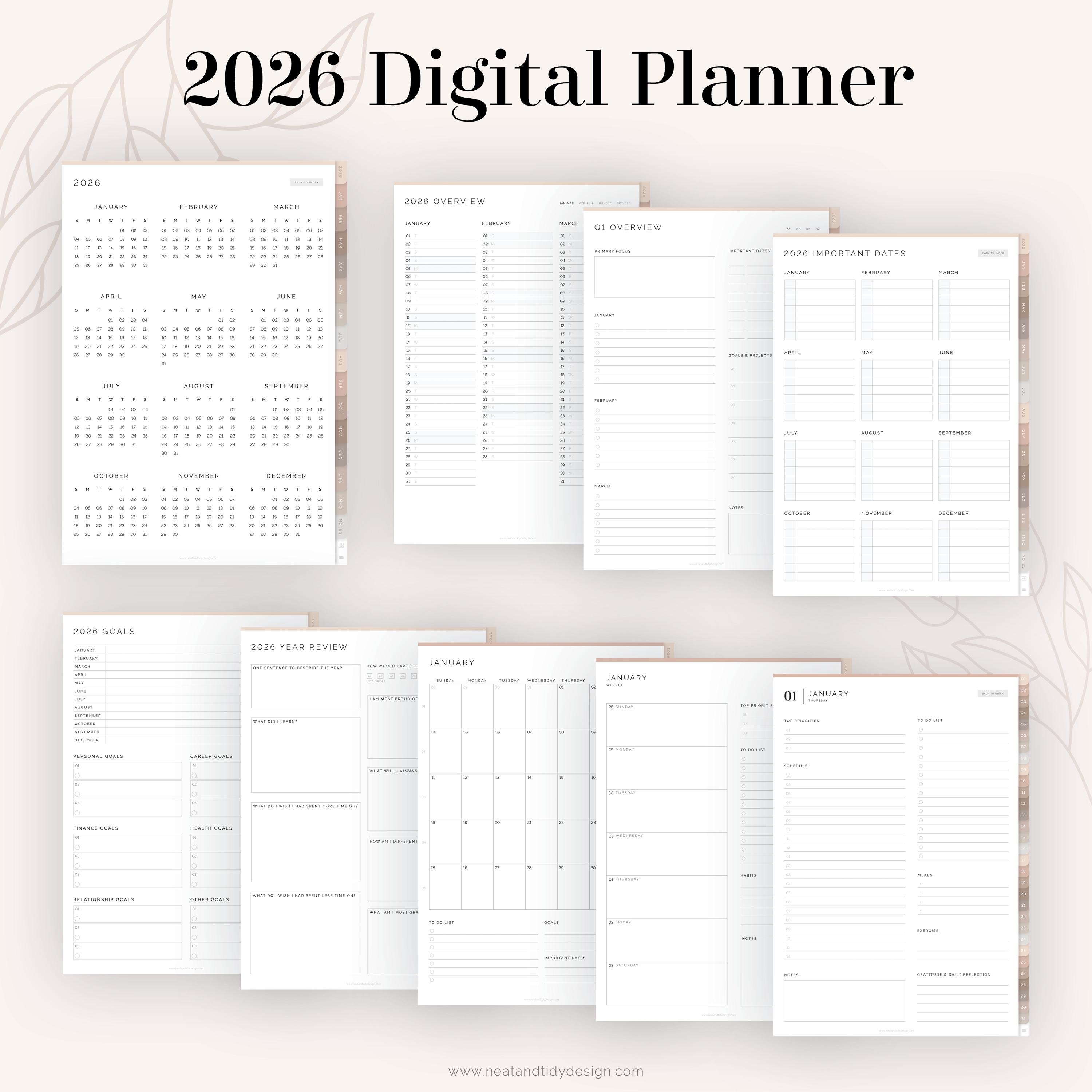 2026 Digital Planner for Goodnotes & Notability | Dated Daily, Weekly ...