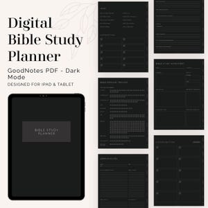 Digital Bible Study Planner for GoodNotes (Dark Mode) (Portrait) - Hyperlinked Digital Bible Study Planner - Instant Download