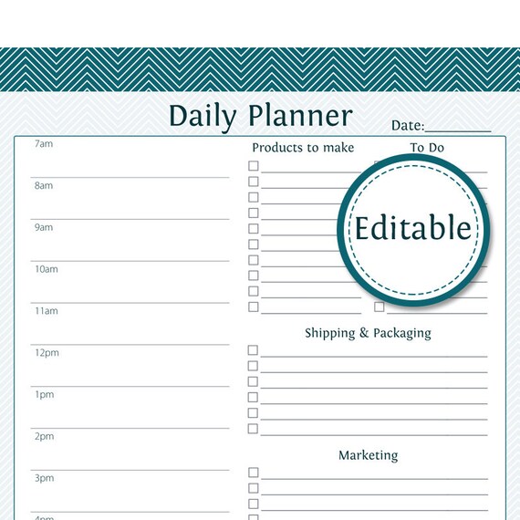 daily business planner fillable business planner etsy