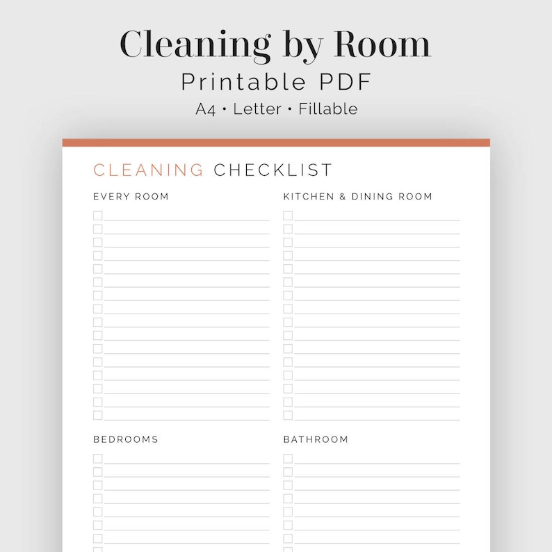 Room By Room Cleaning Checklist Printable