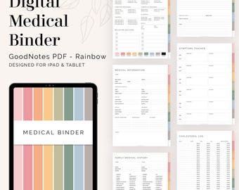 Digital Medical Binder for GoodNotes - Rainbow - Healthcare trackers & planners Instant Download