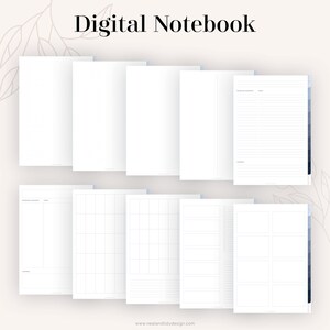 Blå digital anteckningsbok med flikar för GoodNotes (stående) | Hyperlänkade flikar (8 flikar) | Blå digital flexibel journal | Direktnedladdning bild 4