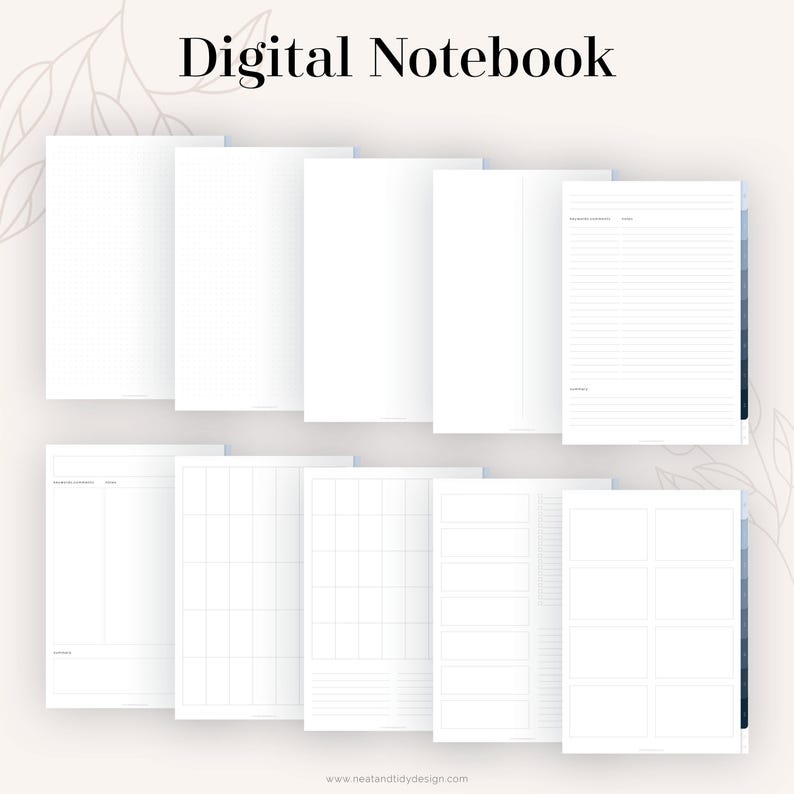Blå digital anteckningsbok med flikar för GoodNotes (stående) | Hyperlänkade flikar (8 flikar) | Blå digital flexibel journal | Direktnedladdning bild 4