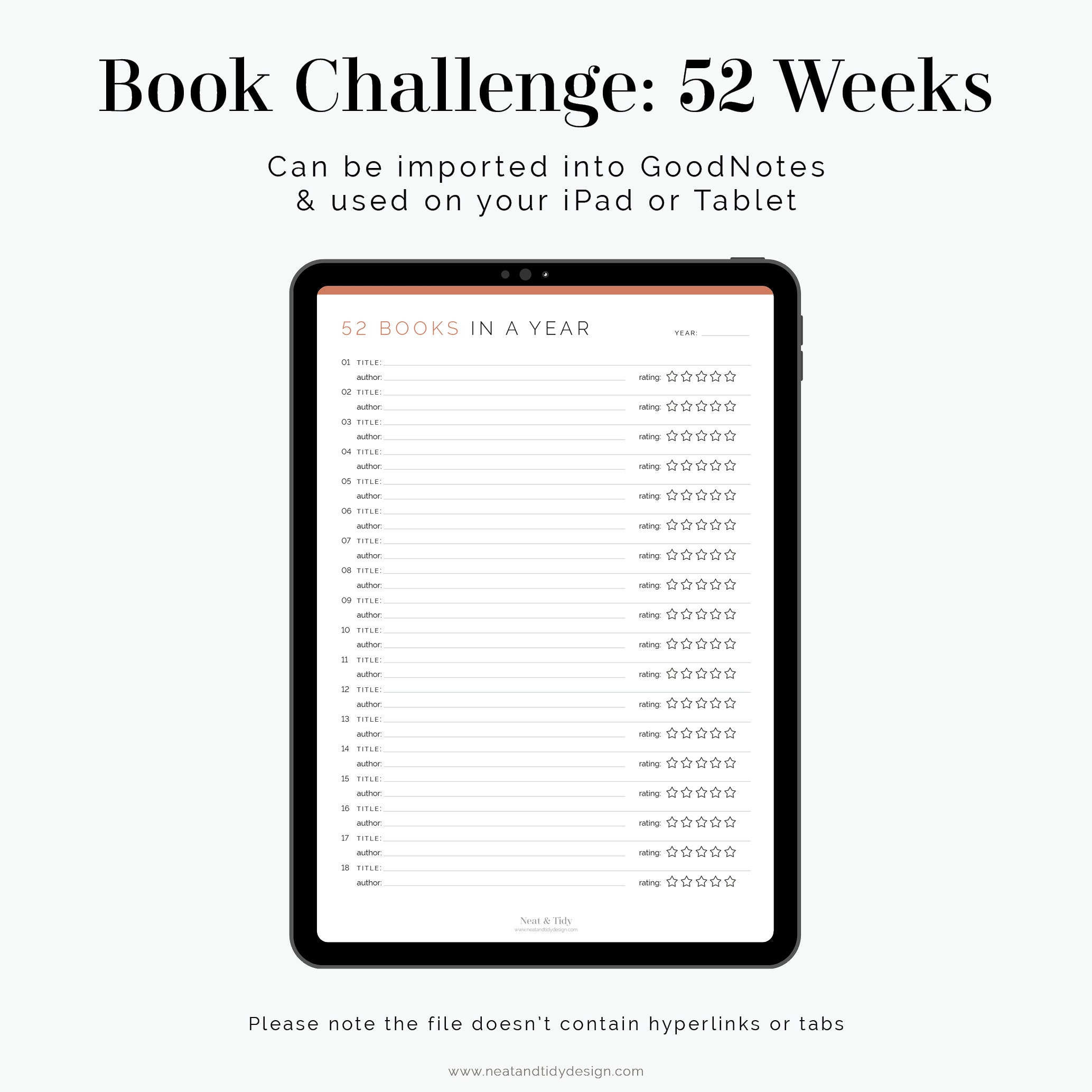 Reading Challenge: 52 Books in a Year - Fillable - Printable Reading Challenge: 52 Books in a Year - Fillable - Printable