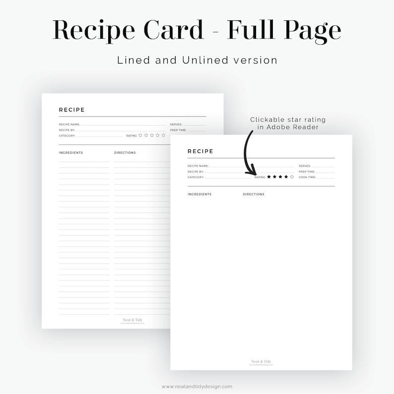 Recipe Card Bundle (14 Documents) - Fillable PDF, Printable PDF ...