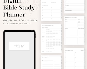 Digital Bible Study Planner for GoodNotes (Minimal) (Portrait) - Hyperlinked Digital Faith Study Planner - Instant Download