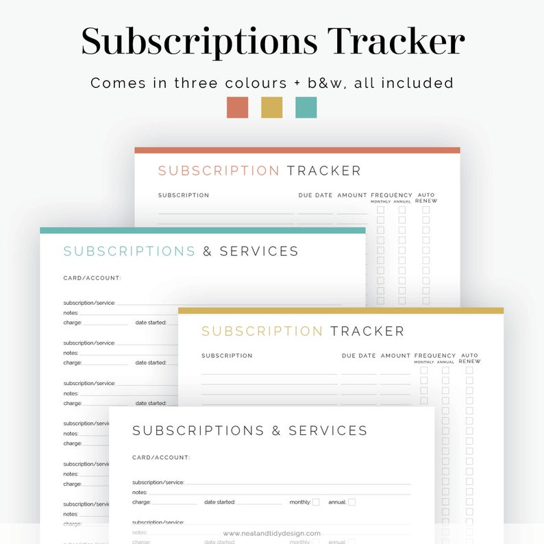 Servicetracker Pdf Subscriptions & Services Tracker (2 Layouts) - Fillable - Printable PDF ...