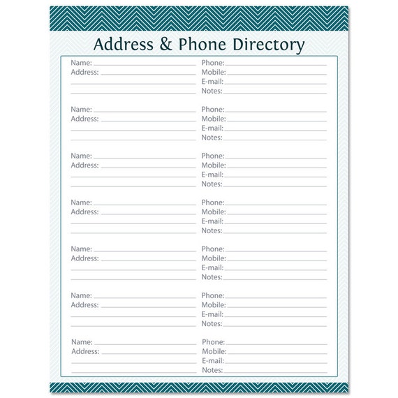 address phone directory fillable printable pdf instant download address and phone number directory