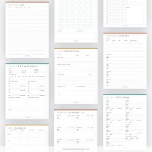 Health & Fitness Kit 10 documents Fillable Printable PDF Health and Fitness Planner, Workout/Health Tracker Instant Download image 2