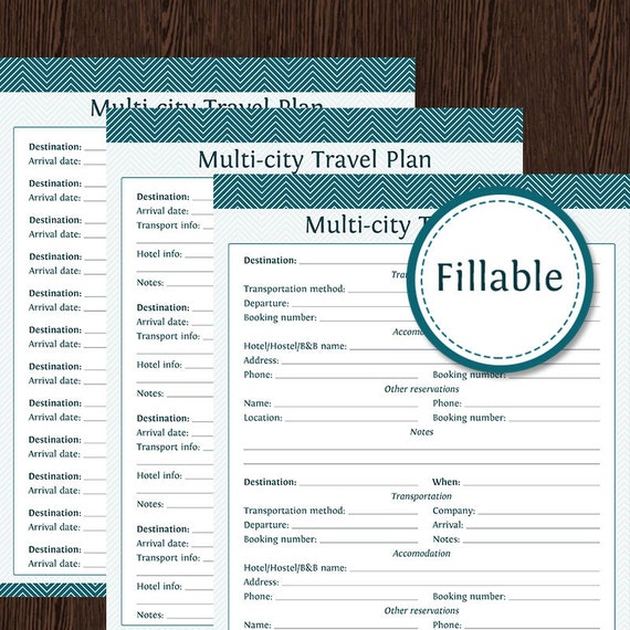 travel planner multi city travel plan fillable instant etsy