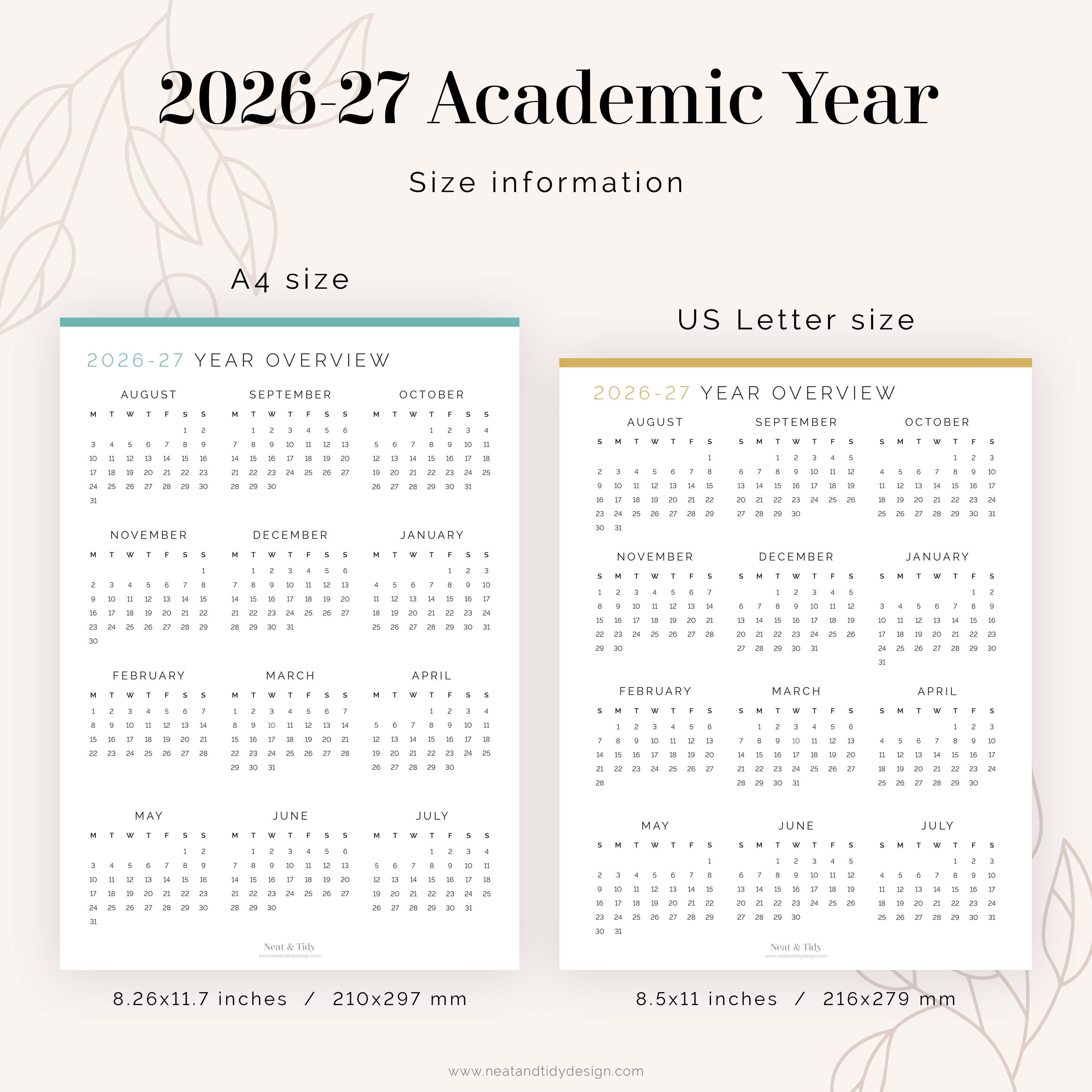 2026 27 Academic Year Overview Printable PDF Time Management School 2026 27 Academic Year Overview Printable PDF Time Management School