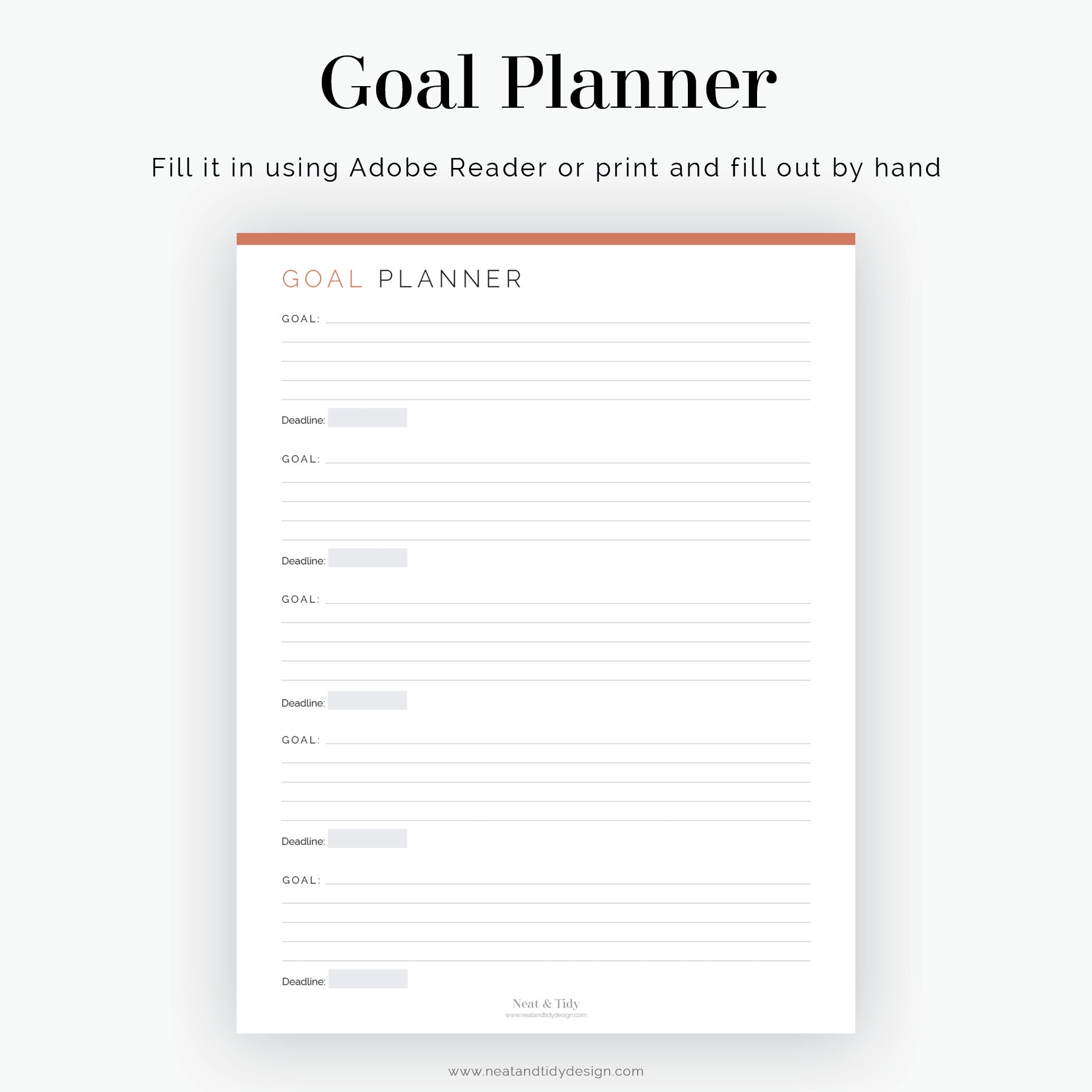 Goal Planner - Fillable - Printable PDF - New Year Resolution, Goal ...