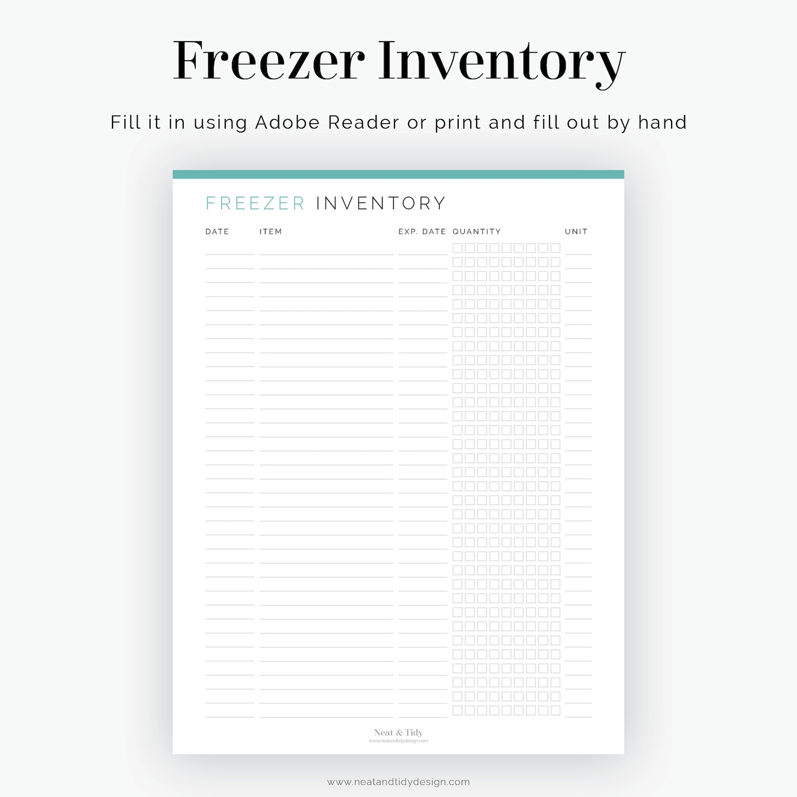 Freezer Inventory 2 Layouts Fillable Printable PDF Etsy