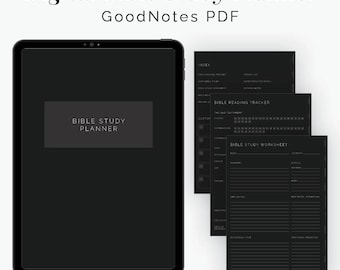 Digital Bible Study Planner for GoodNotes (Dark Mode) (Portrait) - Hyperlinked Digital Bible Study Planner - Instant Download