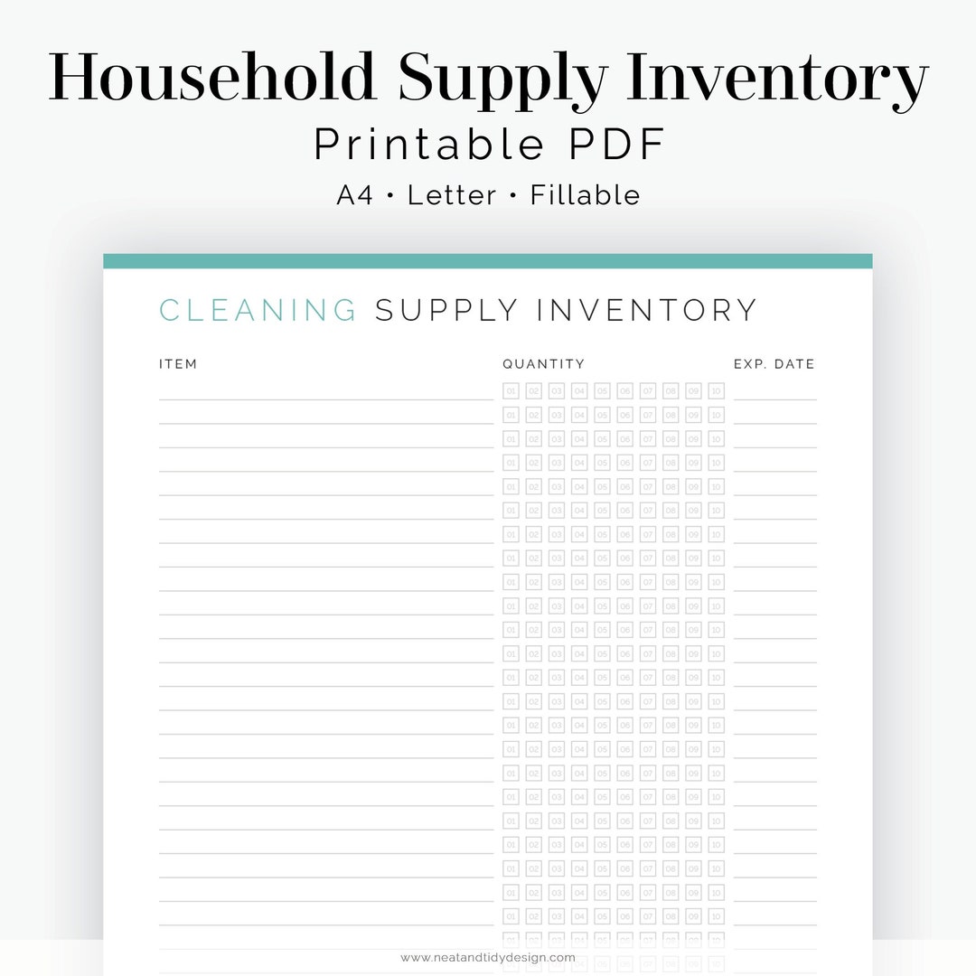 Household Supply Inventory Office, Toiletries, Cleaning Supply