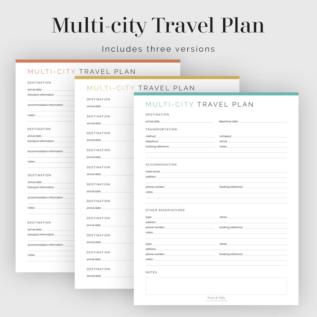 Multicity Travel Plan Fillable Travel Planner Vacation Etsy