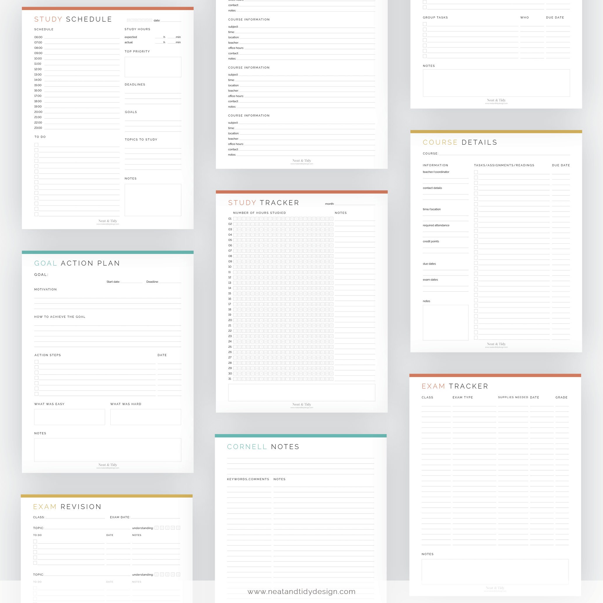 Student Planner Kit 17 Documents Fillable Printable PDF - Etsy
