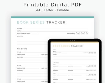 Book Series Tracker - Fillable - Printable PDF - Part of the Reading Journal Kit for Book Lovers - Instant Download