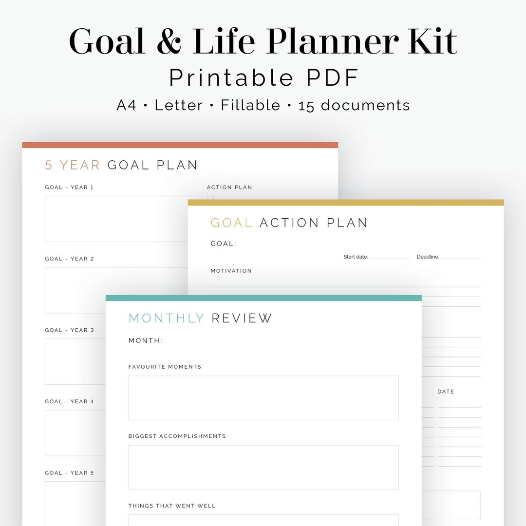 Goal & Life Planner Kit 15 documents Remplir PDF Etsy France